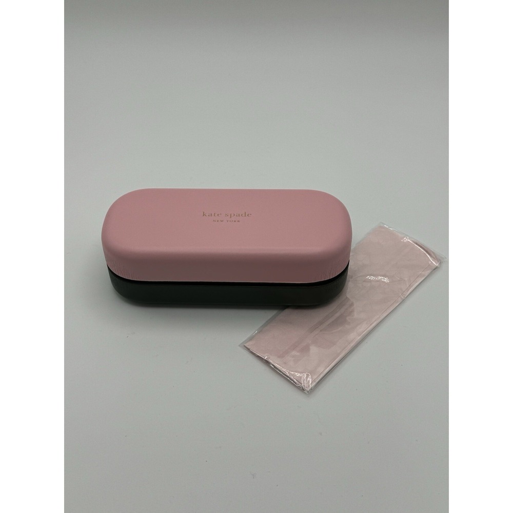 Kate Spade‎ Pink Green LARGE Authentic Sunglass Eyeglasses Case w/Cloth